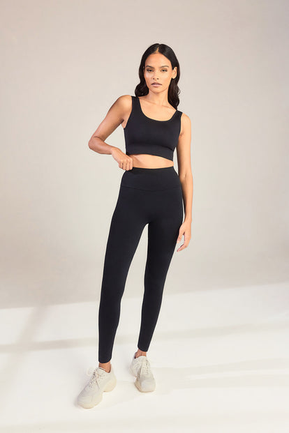 Alltägliche High-Waisted Leggings - Schwarz