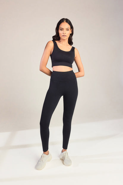 Alltägliche High-Waisted Leggings - Schwarz