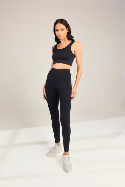 Alltägliche High-Waisted Leggings - Schwarz
