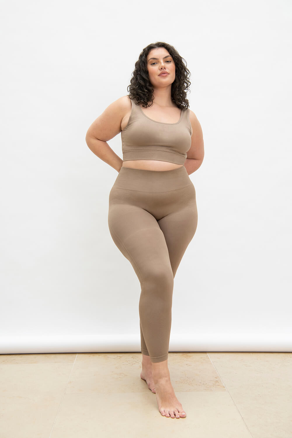 Ultimate High Waisted Seamless Leggings Curvy - Oatmeal Beige