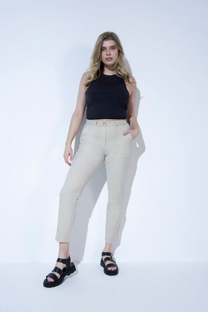 Alltägliche Chino Hose - Beige