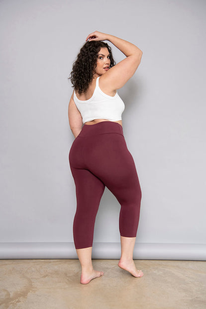 Cropped Leggings Lightweight Curvy - Burgundy