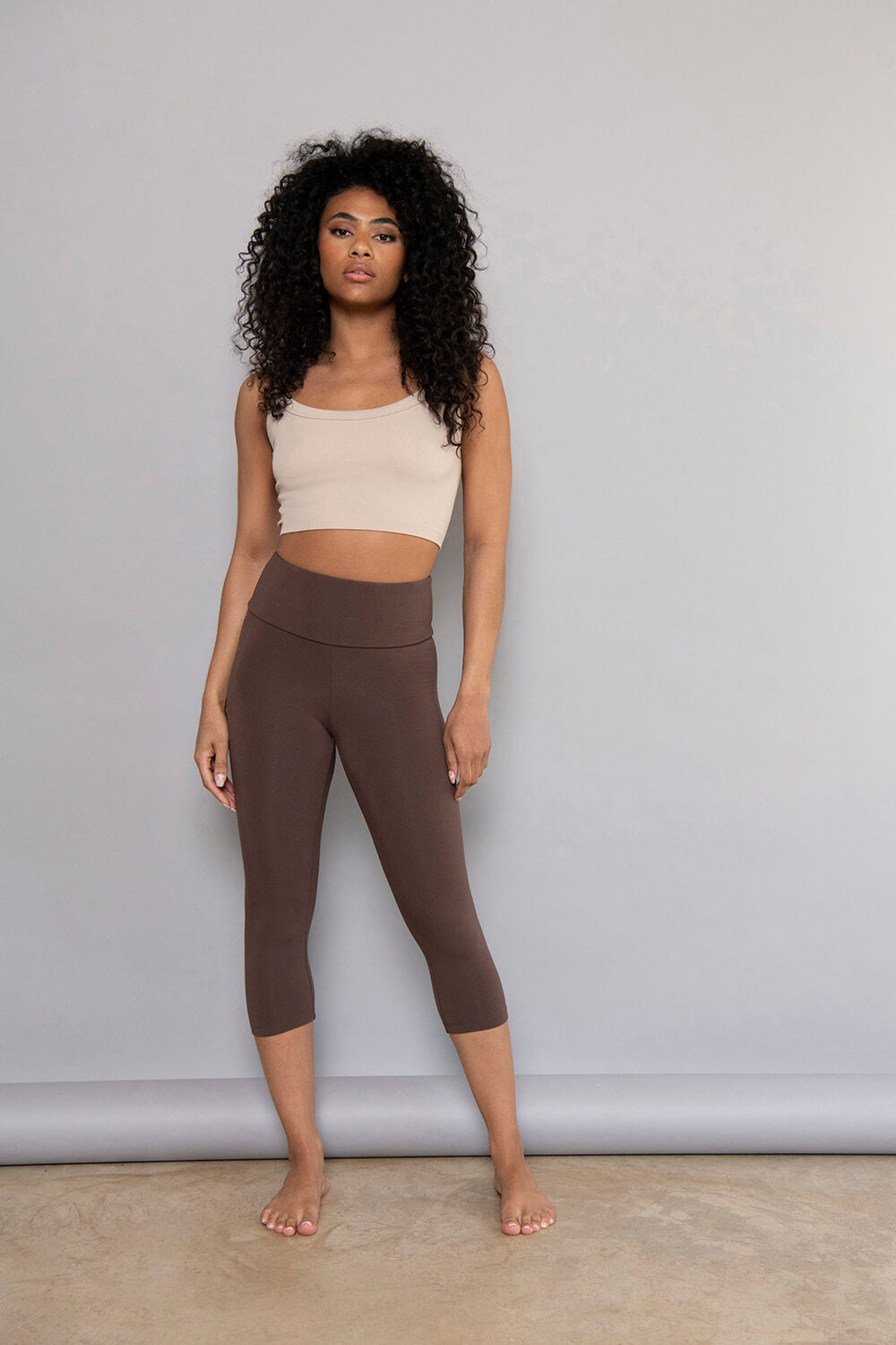 Cropped Leggings Lightweight Curvy - Espresso Brown