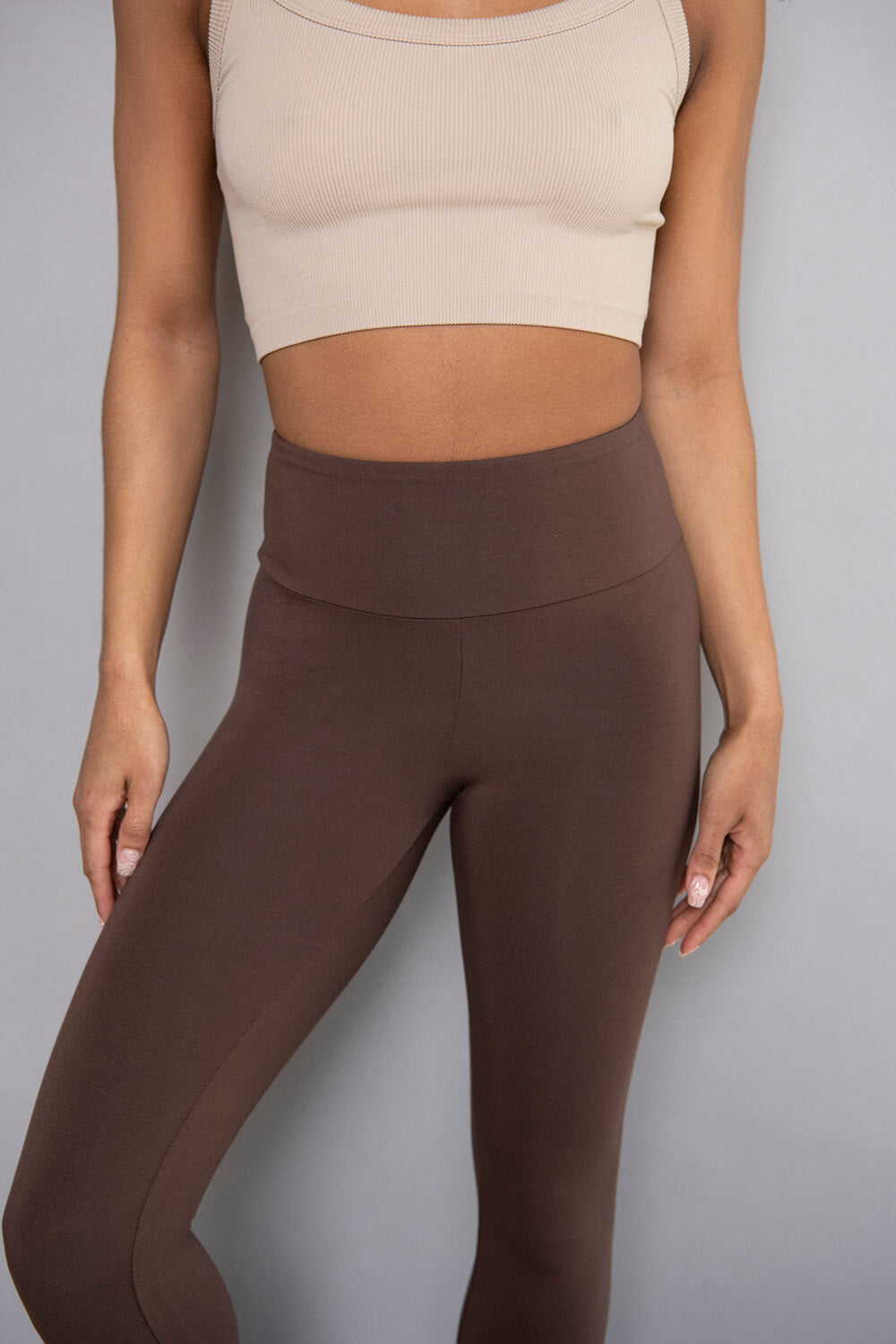 Cropped Leggings Lightweight Curvy - Espresso Brown