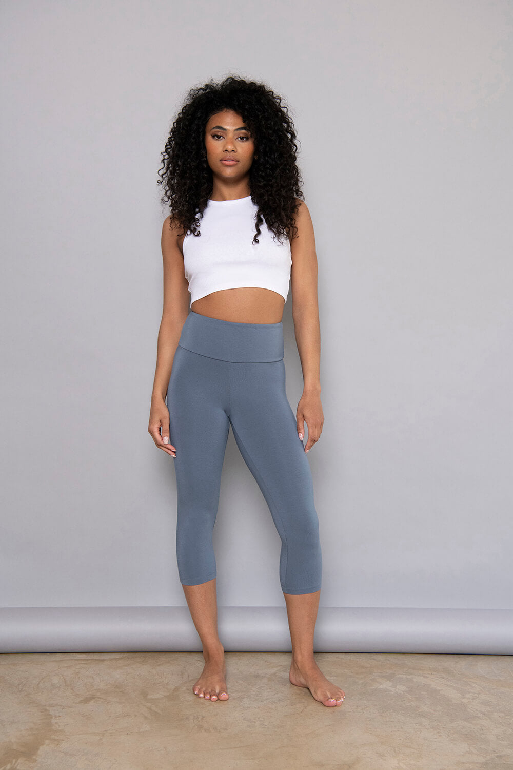 Cropped Leggings Lightweight Curvy - Steel Blue
