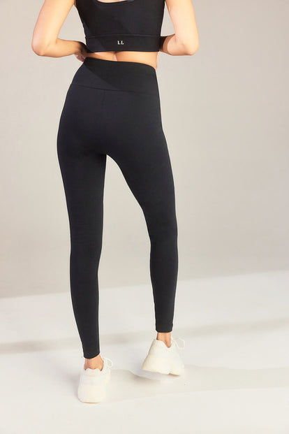Alltägliche High-Waisted Leggings - Schwarz