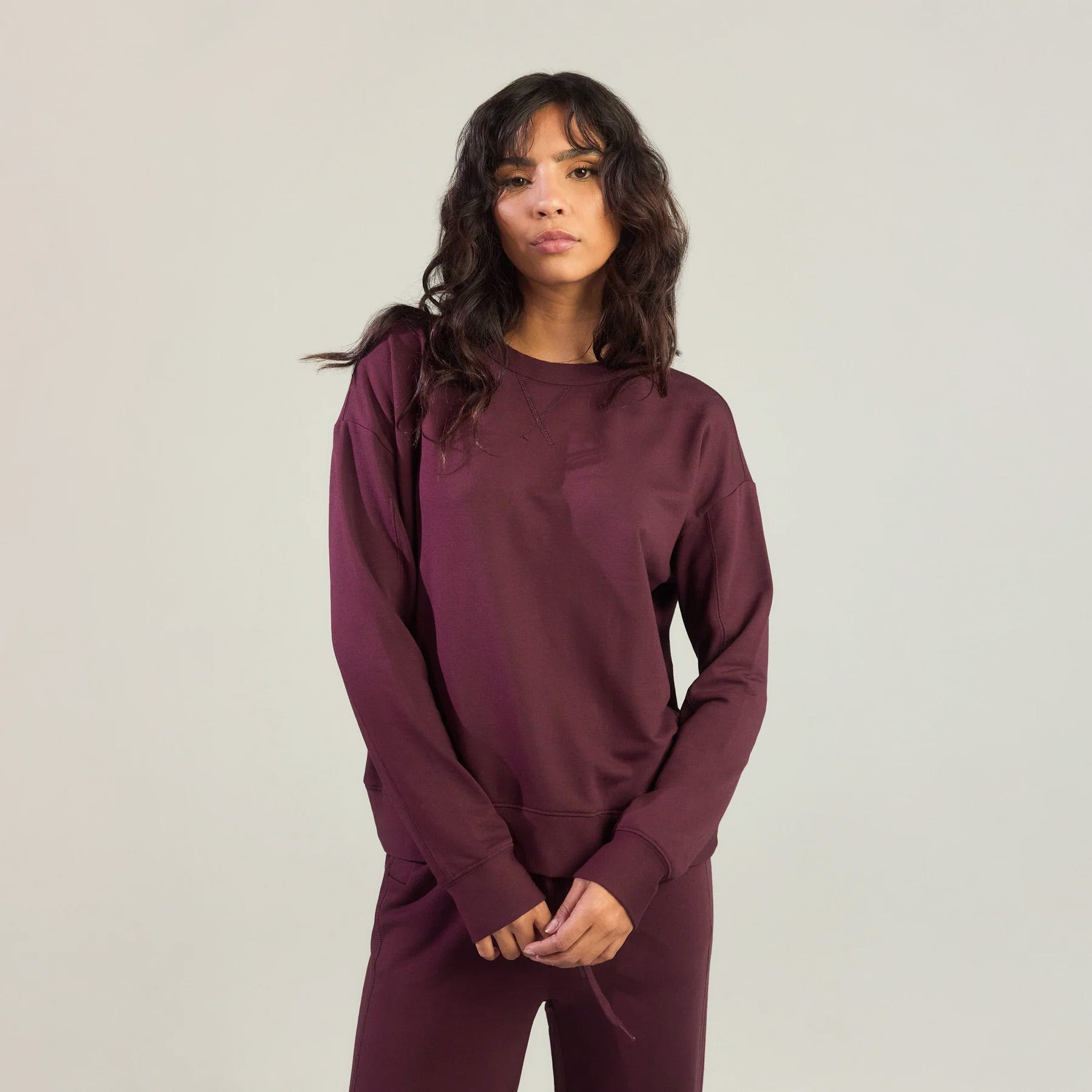 Luxus Lounge Sweatshirt - Dunkelkirschfarbenes