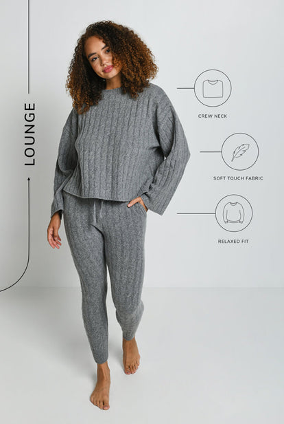 Pullover Mit Zopfstrickmuster - Grauer