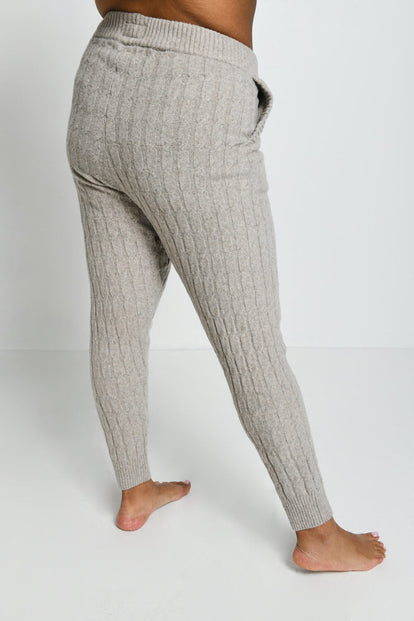 Jogginghose Mit Zopfstrickmuster Curvy - Beige