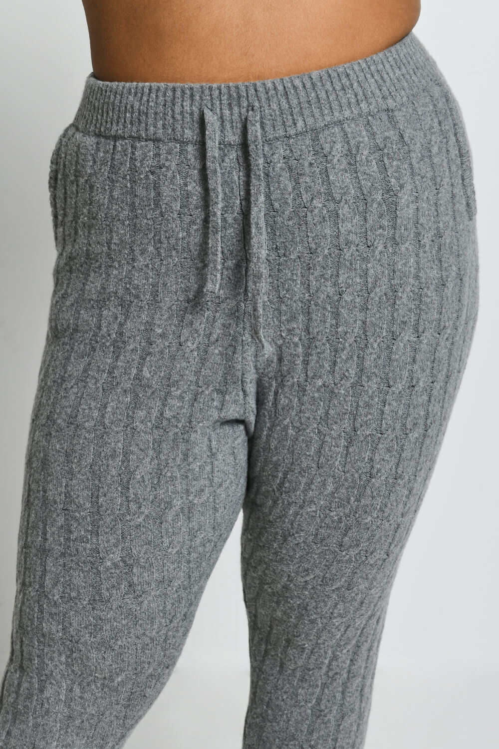 Jogginghose Mit Zopfstrickmuster Curvy - Grey