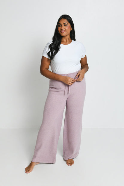 Lounge Strickhose Mit Weitem Bein Curvy - Pink