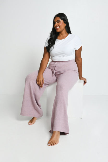 Lounge Strickhose Mit Weitem Bein Curvy - Pink