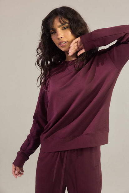 Luxus Lounge Sweatshirt - Dunkelkirschfarbenes