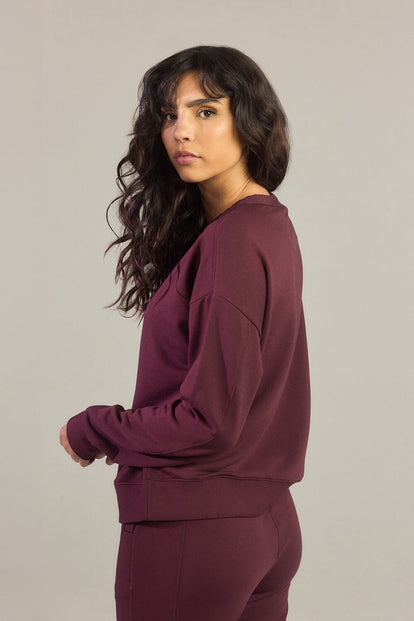Luxus Lounge Sweatshirt - Dunkelkirschfarbenes