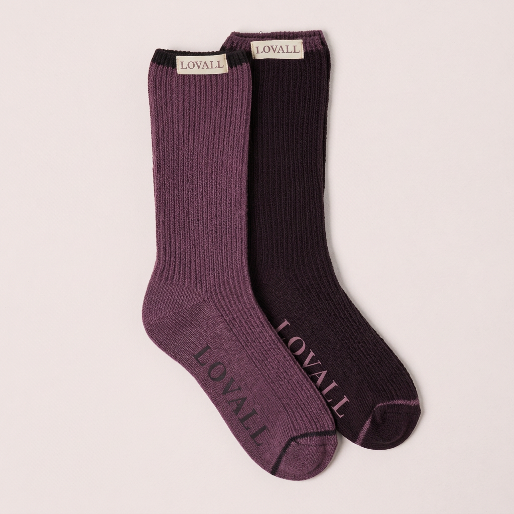 Gerippte Socken 2er-Pack – Weinrot/Malve