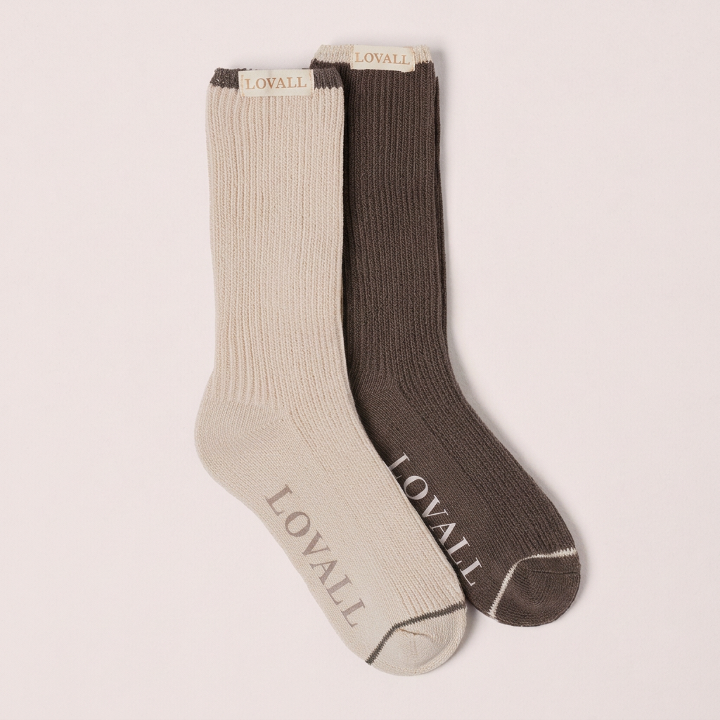 Gestrickte Rippensocken 2er-Pack - Beige/Mokka
