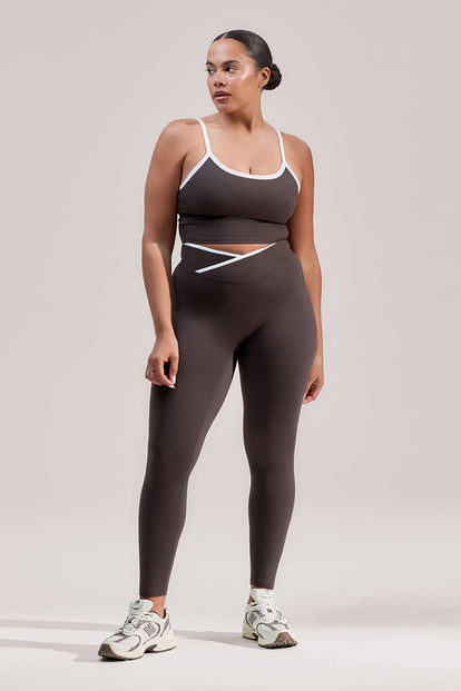 Curve Ultimate Everyday Wrap Waist Leggings - Black Coffee