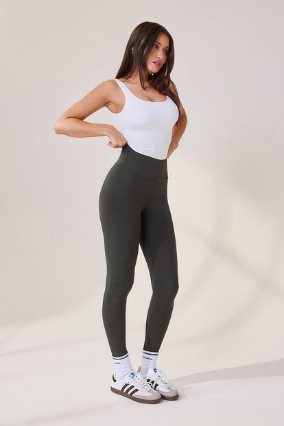 Lightweight Everyday High Waisted Leggings - Pine