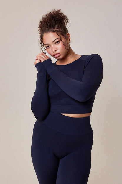 Curve Sculpt Seamless Long Sleeve Top - Deep Navy