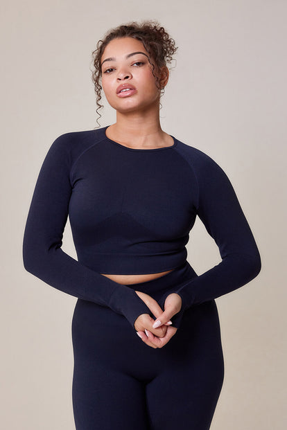 Curve Sculpt Seamless Long Sleeve Top - Deep Navy