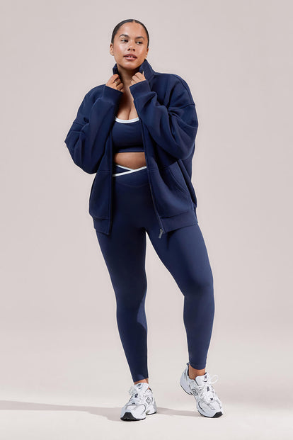 ALL SZN Organic Funnel Neck Zip Through - Navy