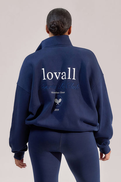 ALL SZN Organic Funnel Neck Zip Through - Navy