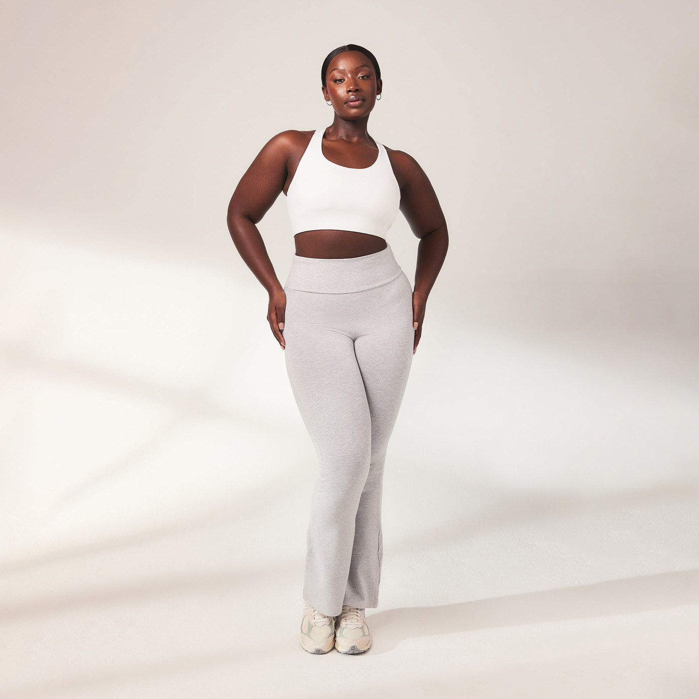 Schlaghose Leggings Lightweight Curvy - Light Grey Marl
