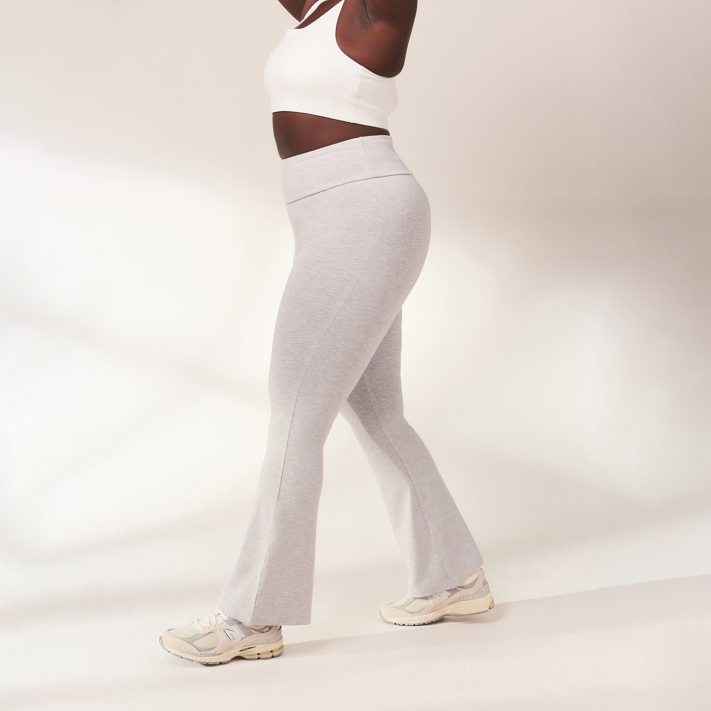 Schlaghose Leggings Lightweight Curvy - Light Grey Marl
