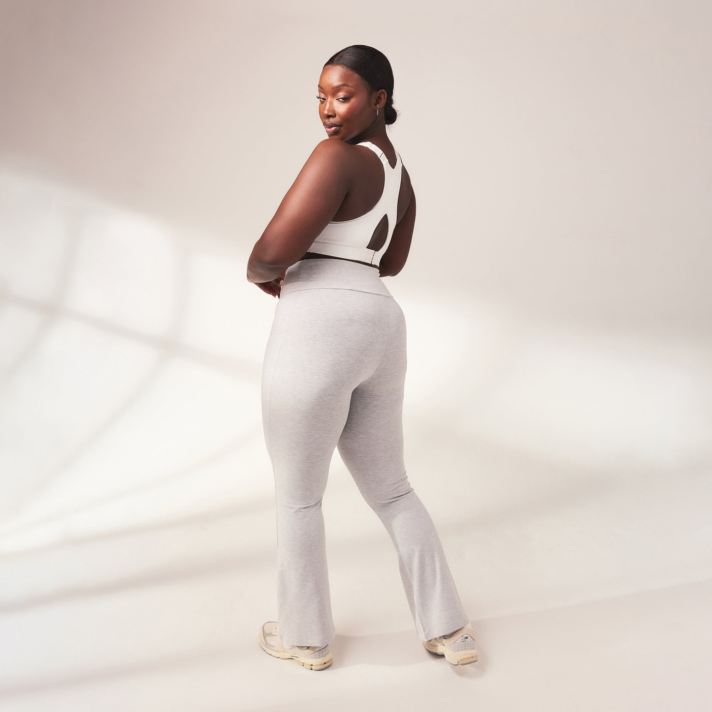Schlaghose Leggings Lightweight Curvy - Light Grey Marl