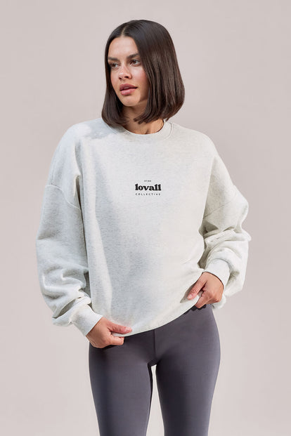 ALL SZN Organic Oversized Graphic Sweatshirt Collective 2 - Light Grey Marl