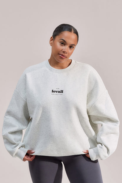 ALL SZN Organic Oversized Graphic Sweatshirt Collective 2 - Light Grey Marl