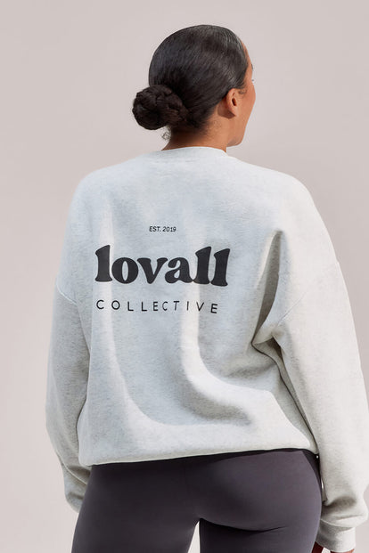 ALL SZN Organic Oversized Graphic Sweatshirt Collective 2 - Light Grey Marl