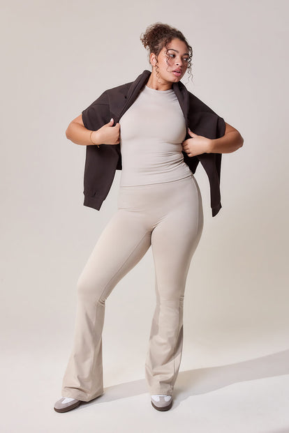Ultimate Everyday Flare Leggings - Oatmeal Beige