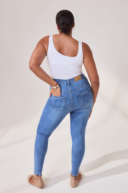 Lift & Shape Jeans Curvy - Mid Blue