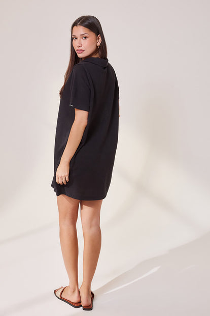 Lightweight Collared Knit Dress - Black
