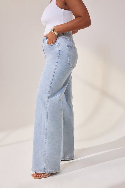 Curve Wide Leg Jeans - Light Bleach