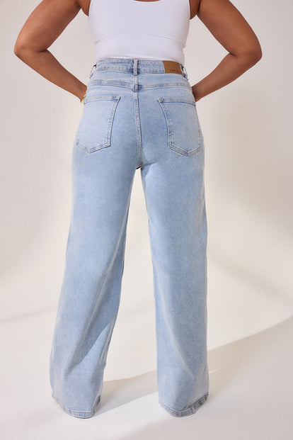 Curve Wide Leg Jeans - Light Bleach