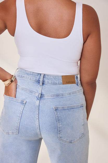 Curve Wide Leg Jeans - Light Bleach