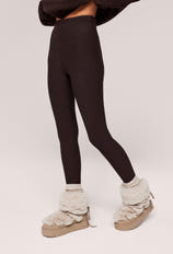 Winter Alltags-Leggings mit hohem Bund – Espressobraun