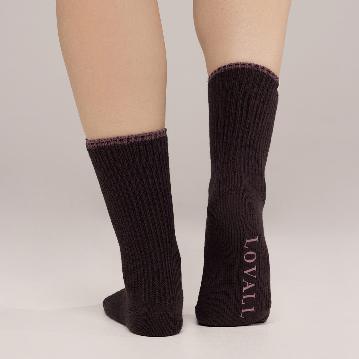 Gerippte Socken 2er-Pack – Weinrot/Malve