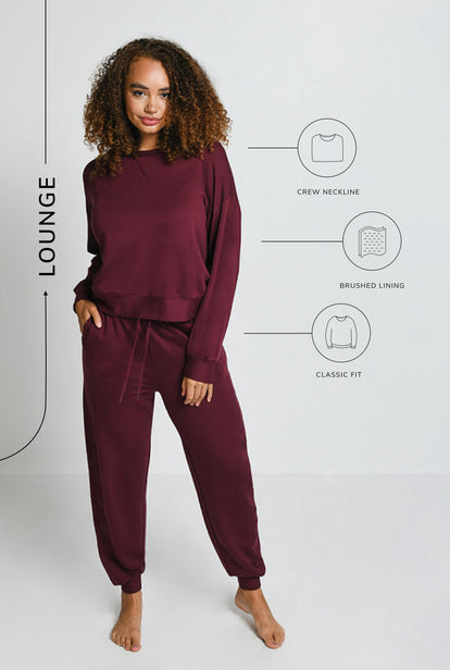Luxus Lounge Sweatshirt - Dunkelkirschfarbenes