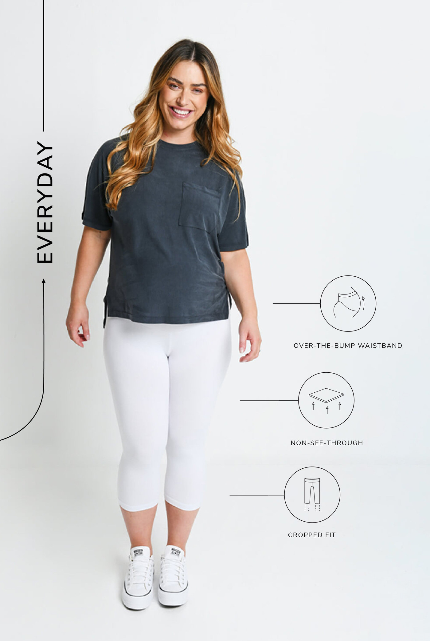 Alltägliche Cropped Umstandsleggings - Weiß