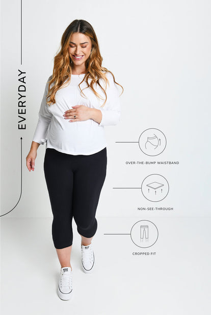 Everyday Cropped Umstandsleggings - Black