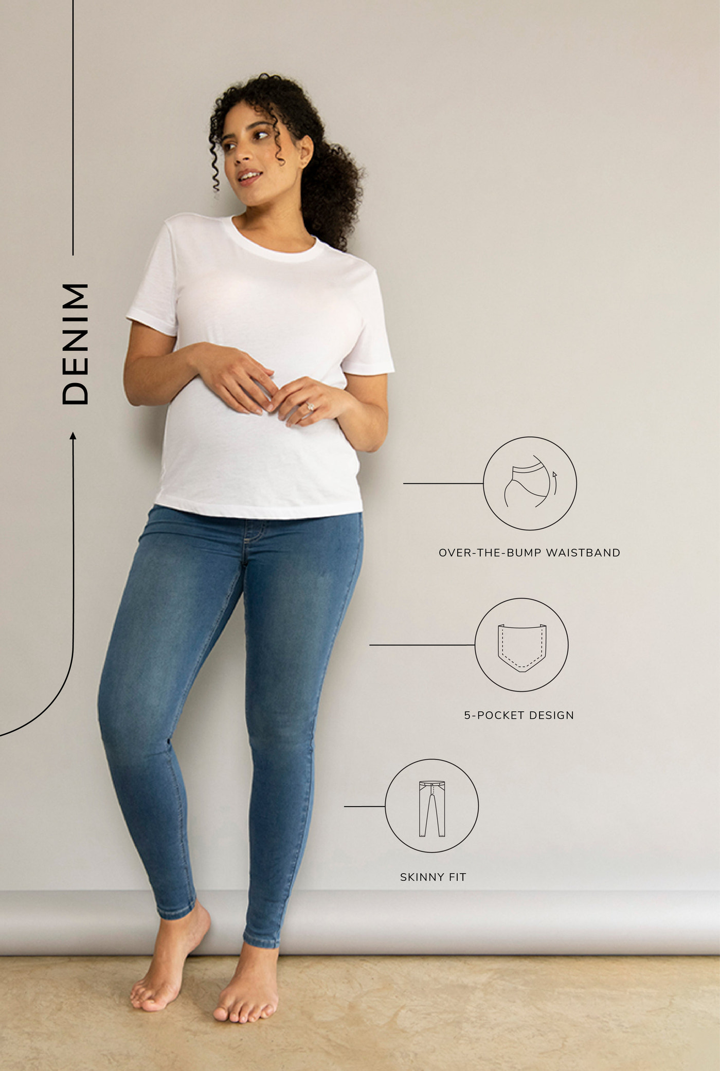 Umstandsjeggings - Mittelblau