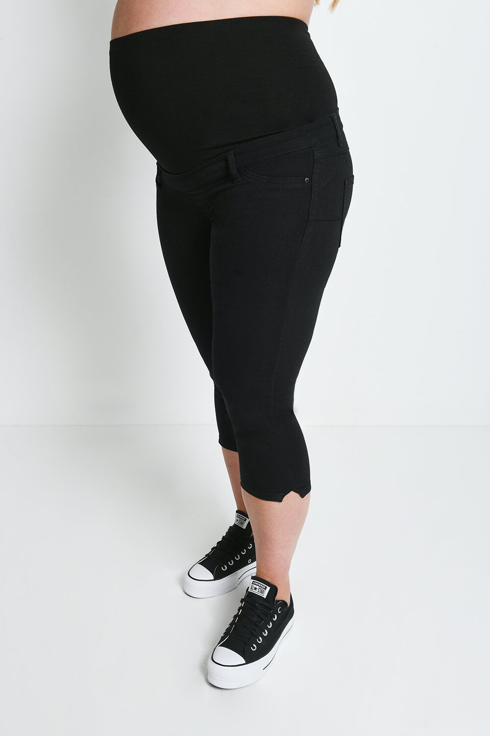 Cropped Umstandsjeggings - Schwarze