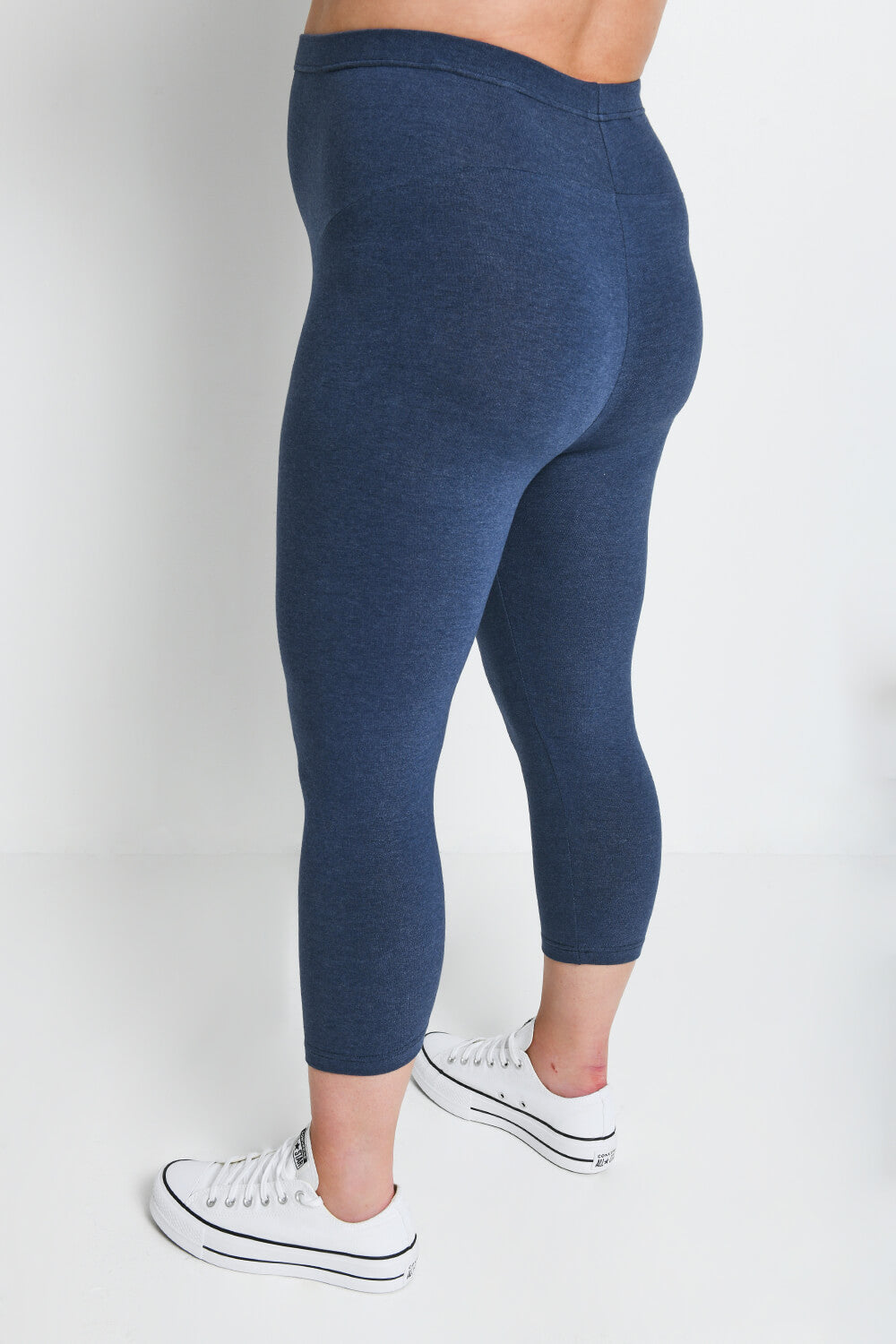 Alltägliche Cropped Umstandsleggings - Infinity Blue Melange