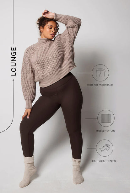 Gerippte Leggings - Espresso Braun