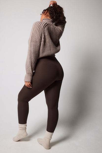 Gerippte Leggings - Espresso Braun