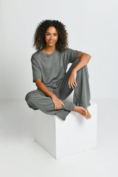 Soft Touch Lounge Set Mit Weitem Bein - Sage Green