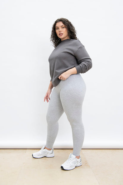 Everyday High Waisted Leggings Curvy - Light Grey Marl